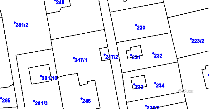 Parcela st. 247/2 v KÚ Stříbrná Lhota, Katastrální mapa