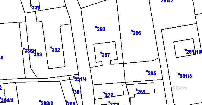 Parcela st. 267 v KÚ Stříbrná Lhota, Katastrální mapa