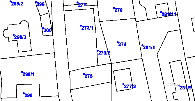 Parcela st. 273/2 v KÚ Stříbrná Lhota, Katastrální mapa