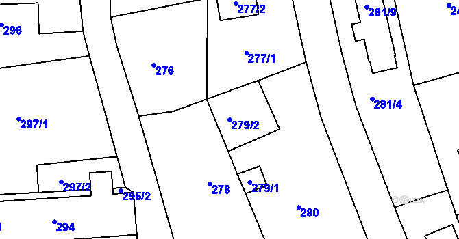 Parcela st. 279/2 v KÚ Stříbrná Lhota, Katastrální mapa