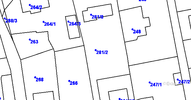 Parcela st. 281/2 v KÚ Stříbrná Lhota, Katastrální mapa