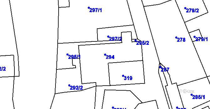 Parcela st. 294 v KÚ Stříbrná Lhota, Katastrální mapa