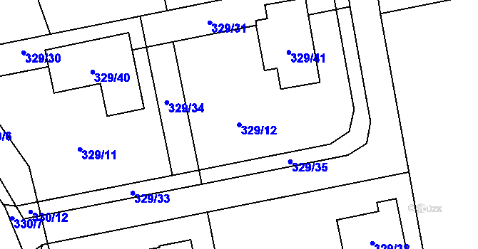 Parcela st. 329/12 v KÚ Stříbrná Lhota, Katastrální mapa