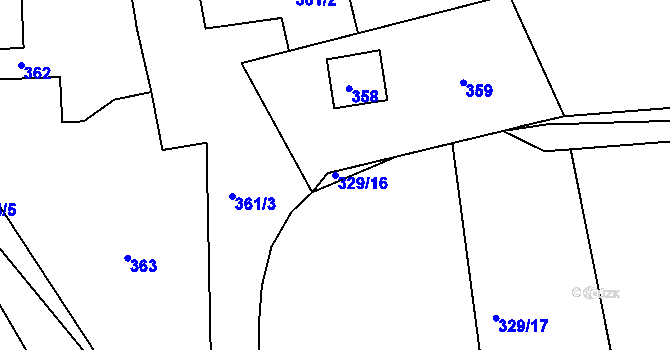 Parcela st. 329/16 v KÚ Stříbrná Lhota, Katastrální mapa