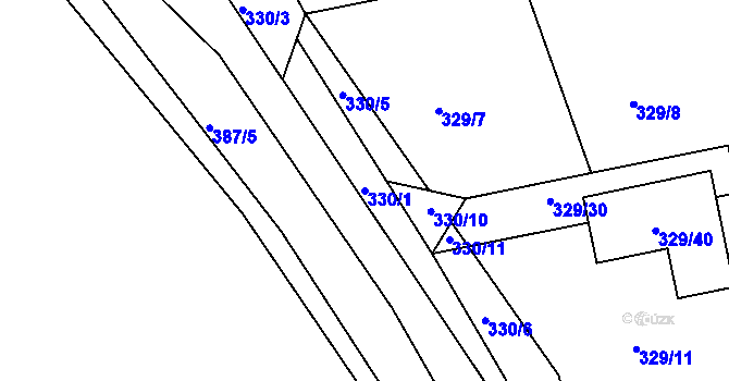 Parcela st. 330/1 v KÚ Stříbrná Lhota, Katastrální mapa