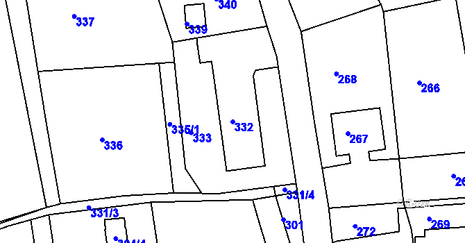 Parcela st. 332 v KÚ Stříbrná Lhota, Katastrální mapa