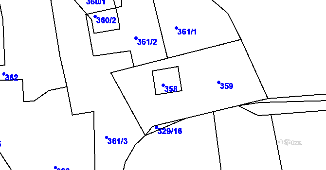Parcela st. 358 v KÚ Stříbrná Lhota, Katastrální mapa