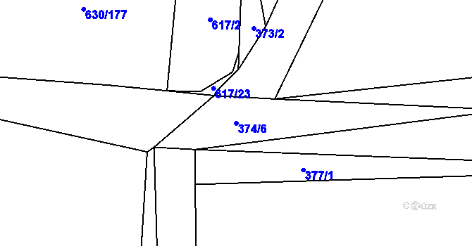 Parcela st. 374/6 v KÚ Stříbrná Lhota, Katastrální mapa