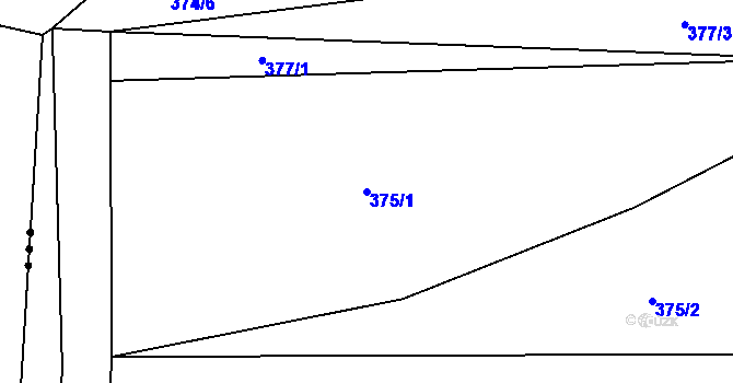Parcela st. 375/1 v KÚ Stříbrná Lhota, Katastrální mapa