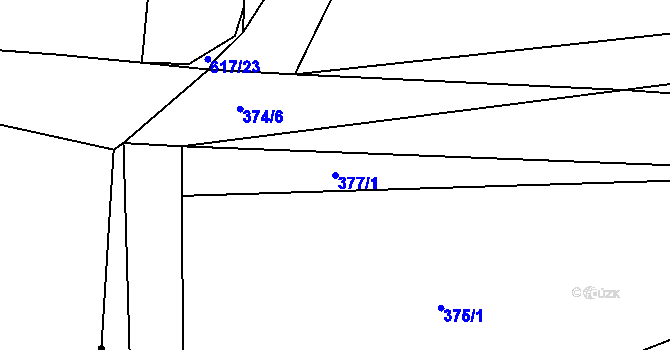 Parcela st. 377/1 v KÚ Stříbrná Lhota, Katastrální mapa