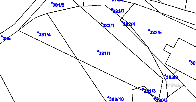 Parcela st. 381/1 v KÚ Stříbrná Lhota, Katastrální mapa