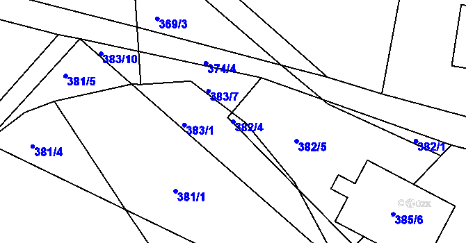 Parcela st. 382/4 v KÚ Stříbrná Lhota, Katastrální mapa