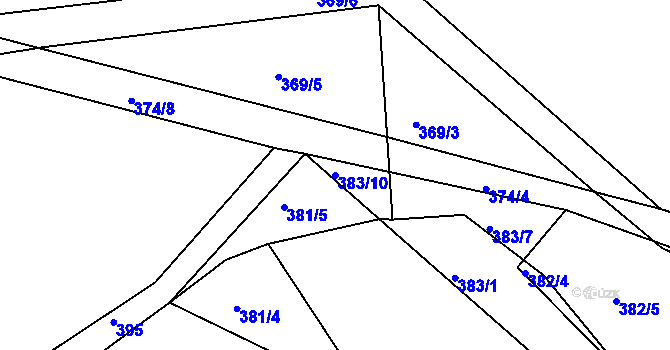 Parcela st. 383/10 v KÚ Stříbrná Lhota, Katastrální mapa