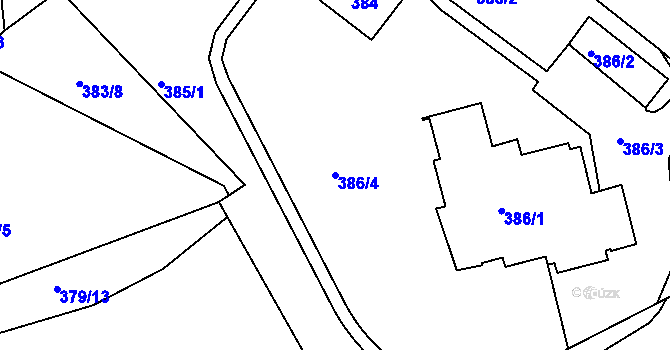 Parcela st. 386/4 v KÚ Stříbrná Lhota, Katastrální mapa