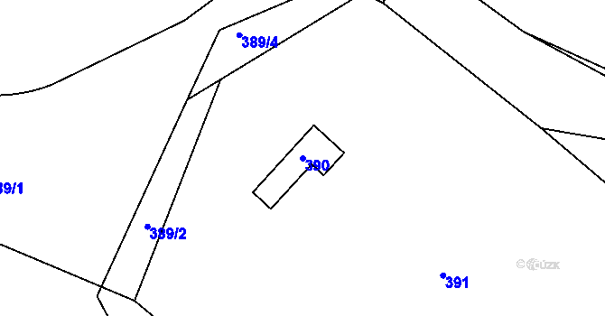 Parcela st. 390 v KÚ Stříbrná Lhota, Katastrální mapa