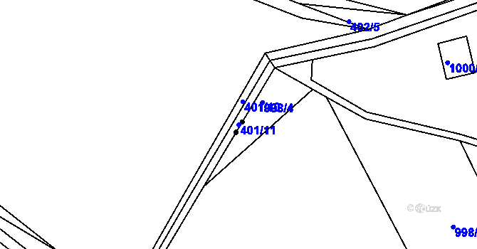 Parcela st. 401/11 v KÚ Stříbrná Lhota, Katastrální mapa