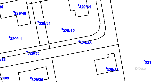 Parcela st. 329/35 v KÚ Stříbrná Lhota, Katastrální mapa