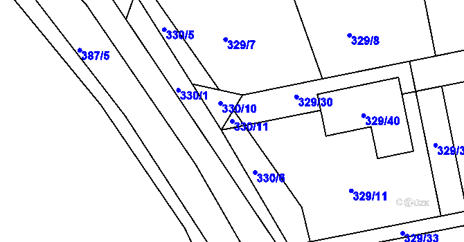 Parcela st. 330/11 v KÚ Stříbrná Lhota, Katastrální mapa