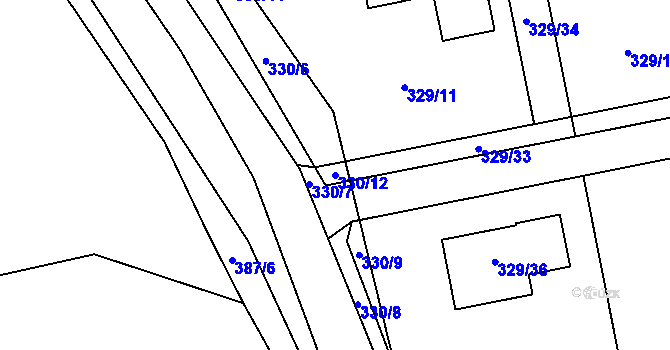 Parcela st. 330/12 v KÚ Stříbrná Lhota, Katastrální mapa