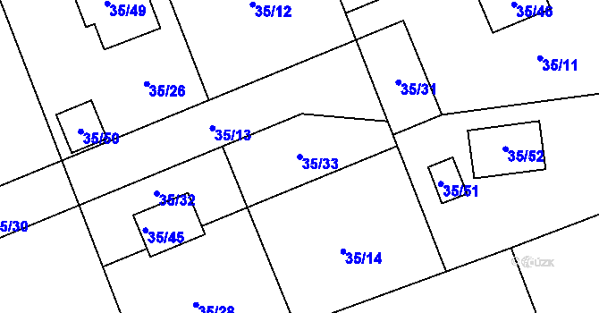 Parcela st. 35/33 v KÚ Stříbrná Lhota, Katastrální mapa
