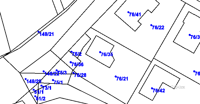 Parcela st. 76/35 v KÚ Stříbrná Lhota, Katastrální mapa