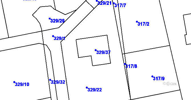 Parcela st. 329/37 v KÚ Stříbrná Lhota, Katastrální mapa