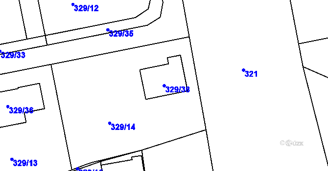 Parcela st. 329/38 v KÚ Stříbrná Lhota, Katastrální mapa