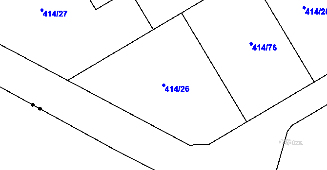 Parcela st. 414/26 v KÚ Stříbrná Lhota, Katastrální mapa
