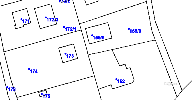 Parcela st. 155/2 v KÚ Stříbrná Lhota, Katastrální mapa