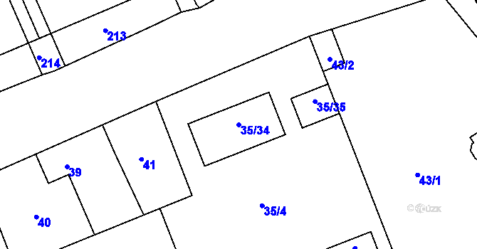 Parcela st. 35/34 v KÚ Stříbrná Lhota, Katastrální mapa