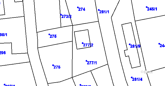 Parcela st. 277/2 v KÚ Stříbrná Lhota, Katastrální mapa