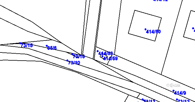Parcela st. 414/58 v KÚ Stříbrná Lhota, Katastrální mapa