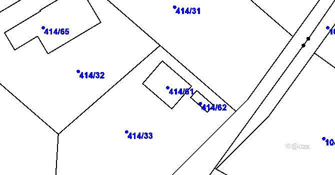 Parcela st. 414/61 v KÚ Stříbrná Lhota, Katastrální mapa
