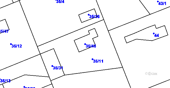 Parcela st. 35/46 v KÚ Stříbrná Lhota, Katastrální mapa
