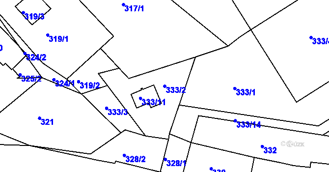 Parcela st. 333/2 v KÚ Zahořany u Mníšku pod Brdy, Katastrální mapa