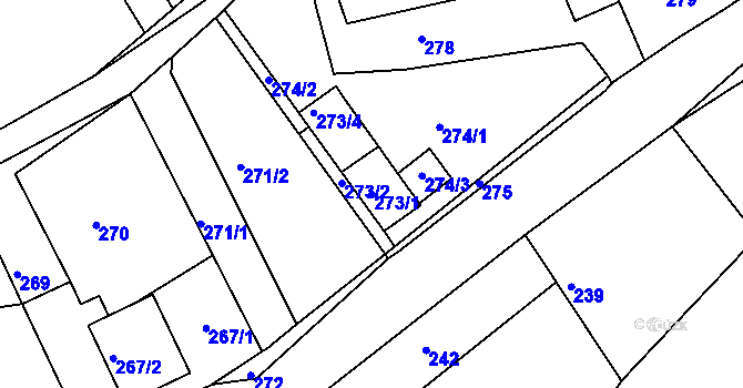 Parcela st. 273/1 v KÚ Zahořany u Mníšku pod Brdy, Katastrální mapa
