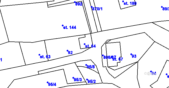 Parcela st. 64 v KÚ Mniší, Katastrální mapa