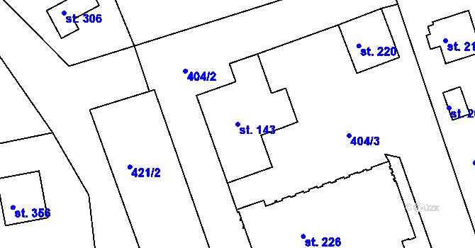 Parcela st. 143 v KÚ Mniší, Katastrální mapa