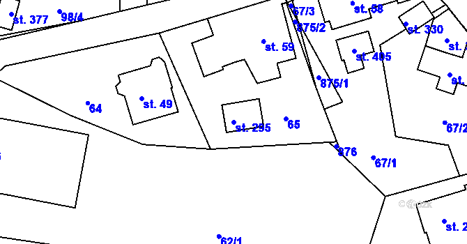 Parcela st. 295 v KÚ Mniší, Katastrální mapa