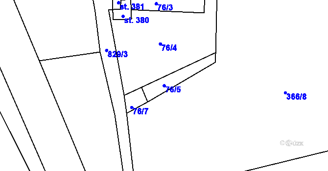 Parcela st. 76/5 v KÚ Mniší, Katastrální mapa