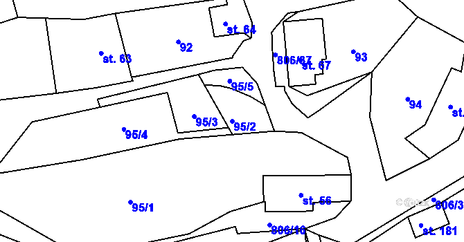Parcela st. 95/2 v KÚ Mniší, Katastrální mapa