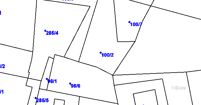 Parcela st. 100/2 v KÚ Mniší, Katastrální mapa
