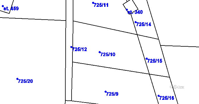 Parcela st. 725/10 v KÚ Mniší, Katastrální mapa