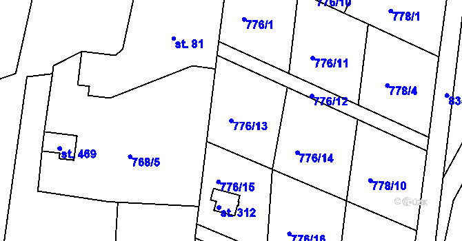 Parcela st. 776/13 v KÚ Mniší, Katastrální mapa
