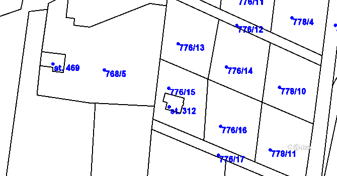 Parcela st. 776/15 v KÚ Mniší, Katastrální mapa