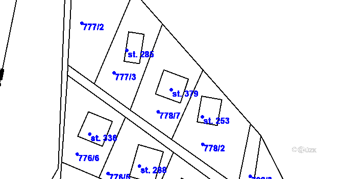 Parcela st. 379 v KÚ Mniší, Katastrální mapa