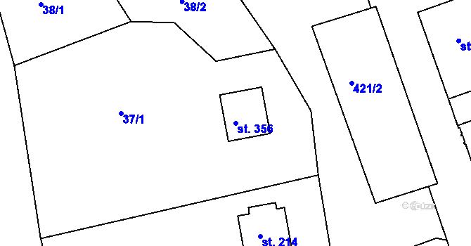 Parcela st. 356 v KÚ Mniší, Katastrální mapa
