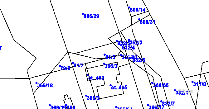 Parcela st. 81/5 v KÚ Mniší, Katastrální mapa