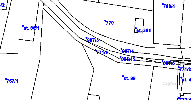Parcela st. 771/1 v KÚ Mniší, Katastrální mapa