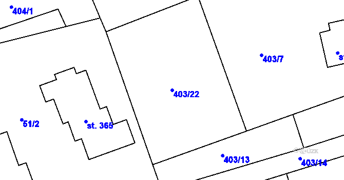 Parcela st. 403/22 v KÚ Mniší, Katastrální mapa